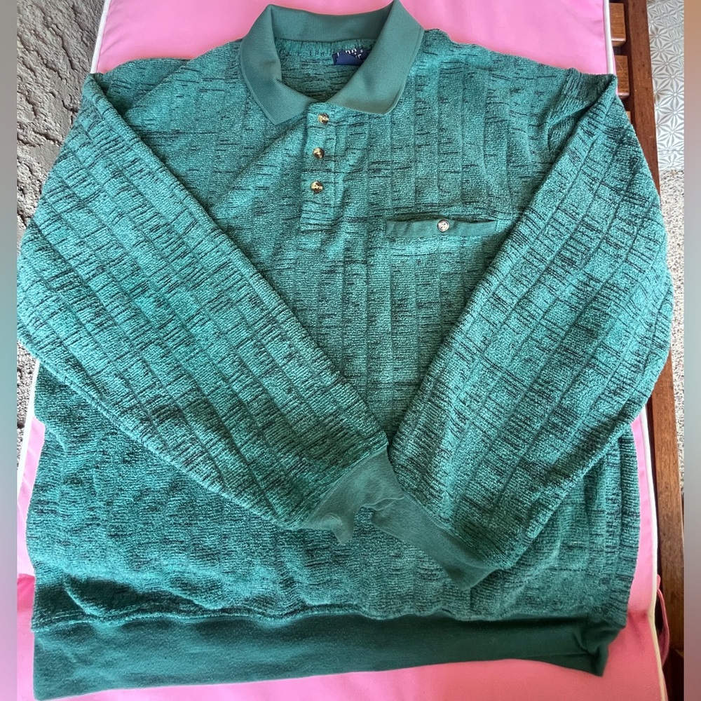 John Blair Forest Green Knit Polo Shirt